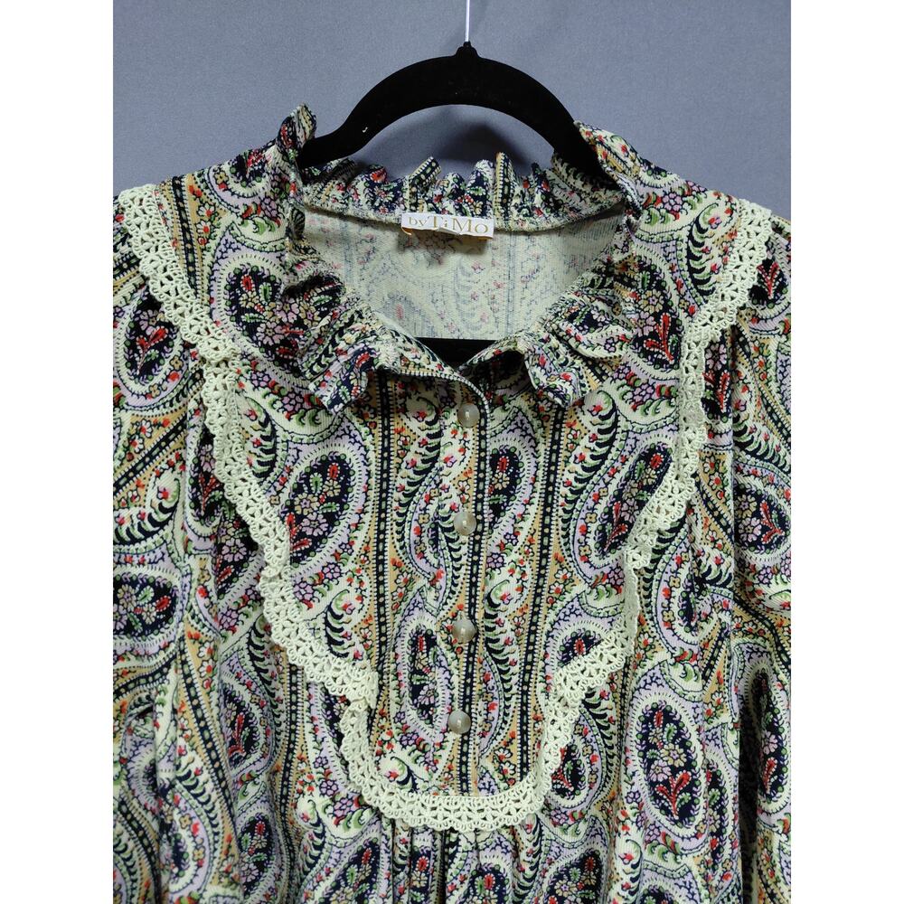 byTiMo Multicolor Collared Mini Ruffle Lace Trim Dress Women Size S - Picture 4 of 11
